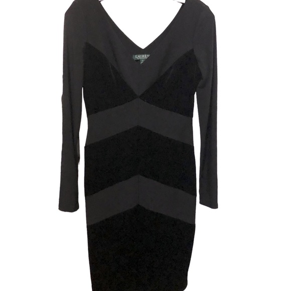 Lauren Ralph Lauren Velvet Chevron Jersey Dress SZ 4 - Picture 3 of 9